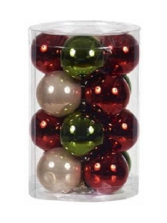 TnS Christmas Glass Ball Ornament Multicolour 8x8cm 16pcs