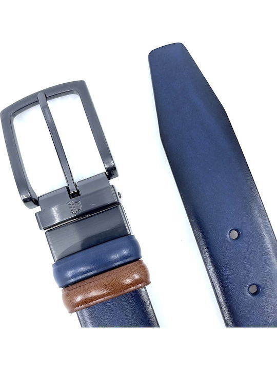With Dark Nickel Buckle Men's Belt Leather Double Sided ABLUE-NICKEL