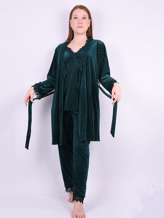 Modern Ocean Winter Women's Pyjama Set Velvet Cypress