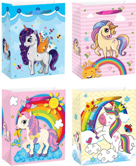 Cosmofan Paper Bag for Gift with Theme "Unicorns" Multicolored 18x8.5x24cm.