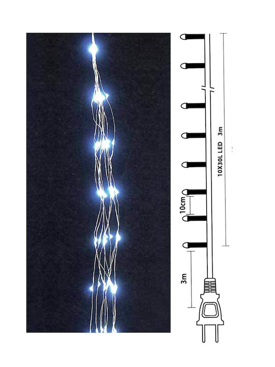 300 Becuri de Crăciun LED 20Pentruunsitedecomerțelectronicîncategoria"LuminideCrăciun",specificațiileunitățiisunturmătoarele: x 10cm Alb rece de tip Caracatiță cu Cablu transparent TnS