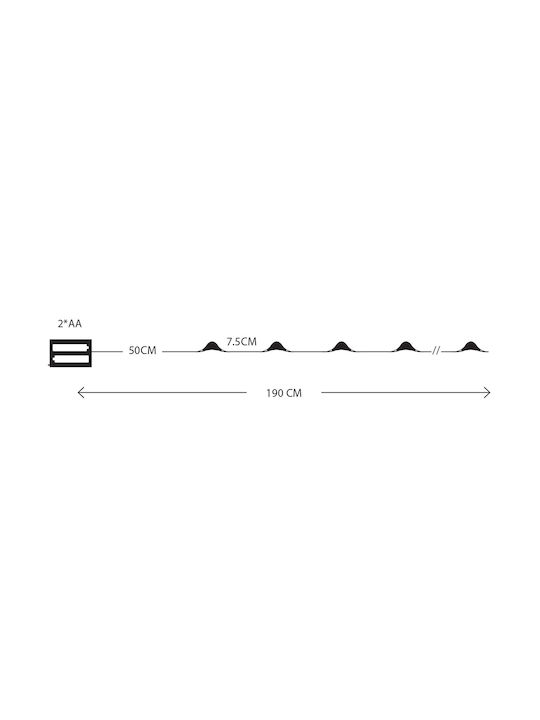 20 Lights LED 1.9m. Warm White Battery in String 1pcs