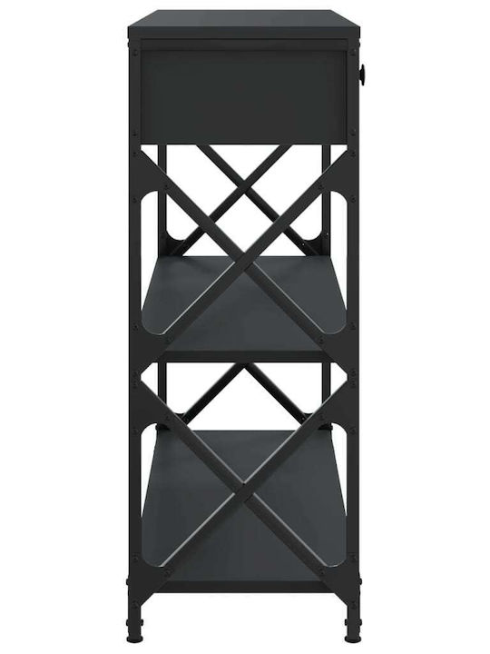 Console Table Wood & Metal Black Velvet-Black Metal L75xW28xH75cm