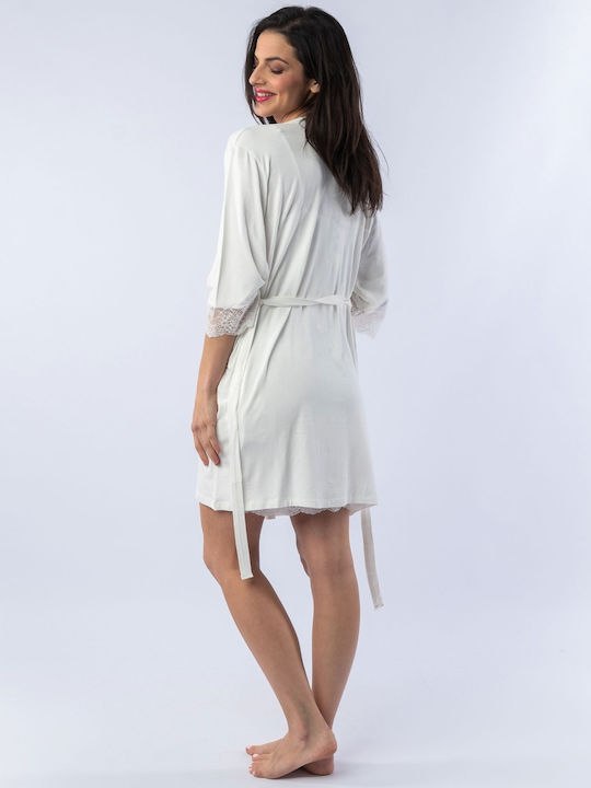 Sevim Winter Damen Robe mit Nachthemd ''White''