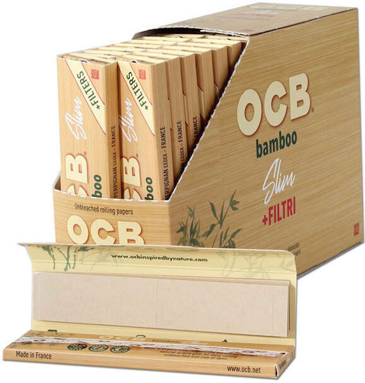 Ocb Bamboo Χαρτάκια Στριφτού Τσιγάρου Slim King Size με Τζιβάνες 32 φύλλα 32τμχ