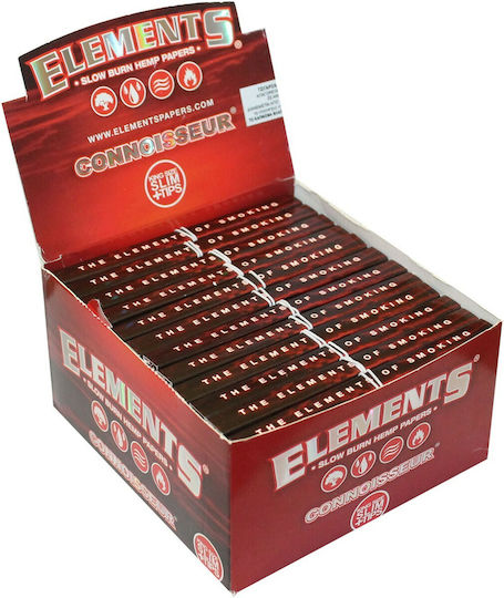 Elements Red Connoisseur King Size Foițe de Țigări Rulate Slim King Size cu Hârtie de țigări 33 foi 1buc