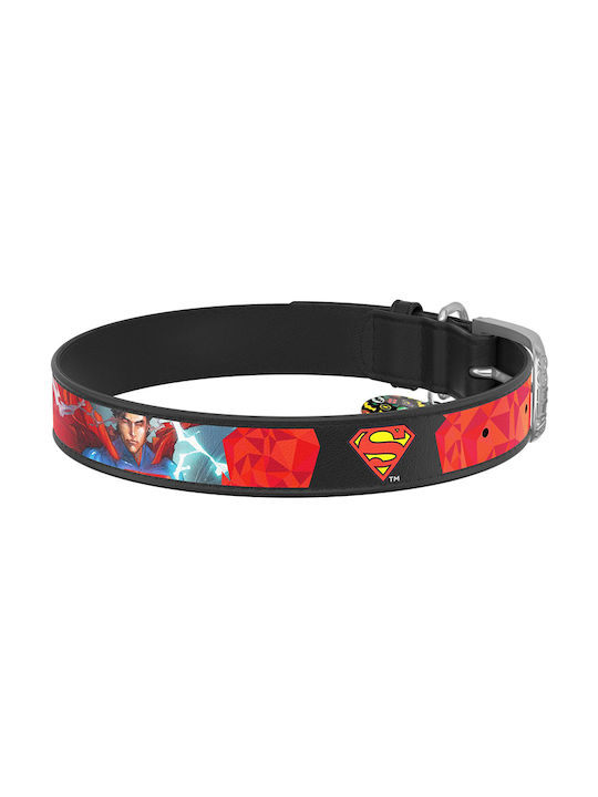 WauDog Superman 1 Dog Collar Leather In Red Colour 37 - 48cm