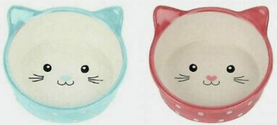 Happypet Polka Cat Ceramic Cat Bowl for Food & Water Blue 300ml 15cm