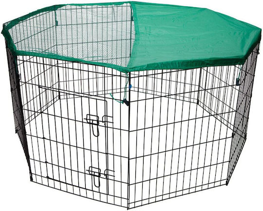 Glee Foldable Park Dog Octagon XL 122x61x8εκ. made of Metal in Black Color 122 x 61 x 122cm