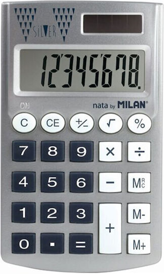 Milan 159506 Αριθμομηχανή Τσέπης 8 Ψηφίων σε Ασημί Χρώμα