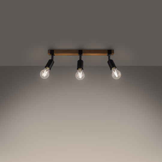 Sollux Тройно LED Топло бяло Спот в Черен Цвят