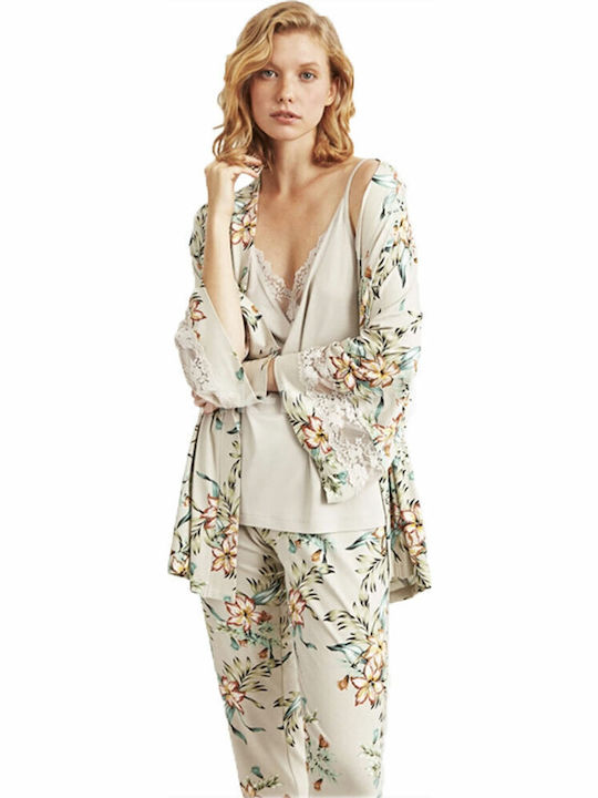 Catherine's Χειμερινή Γυναικεία Ρόμπα με Πιτζάμα Floral Catherine S
