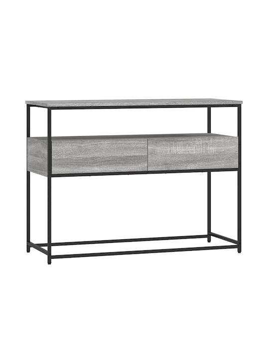 Console Table Wood & Metal Grey Sonoma L100xW40xH75cm