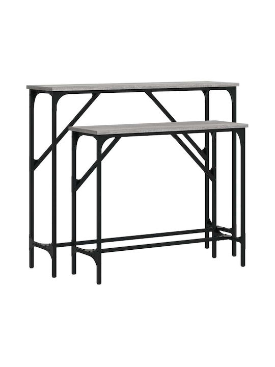 Console Table Wood & Metal Grey Sonoma L95xW26xH80cm