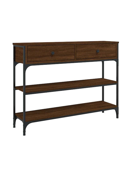 Console Table Wood & Metal Καφέ Δρυς L100xW25xH75cm