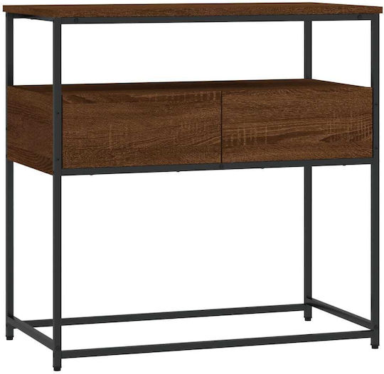 Console Table Wood & Metal Brown Oak L75xW40xH75cm
