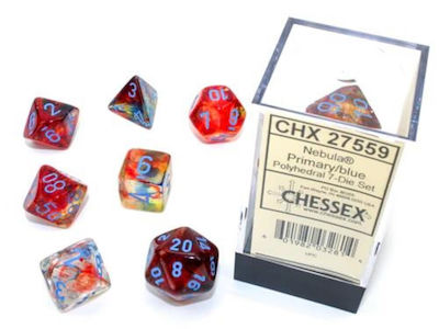 Chessex Nebula Würfel Leuchtend Primär/Blau Polyedrisch 27559