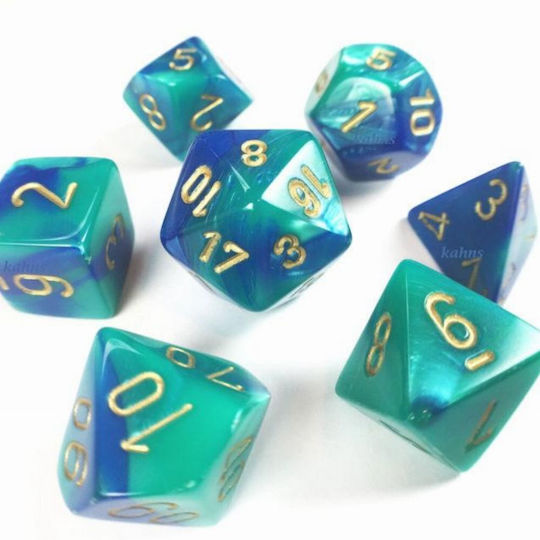 Chessex Gemini Polyhedral 7-Die Set – Blue-Teal w/gold