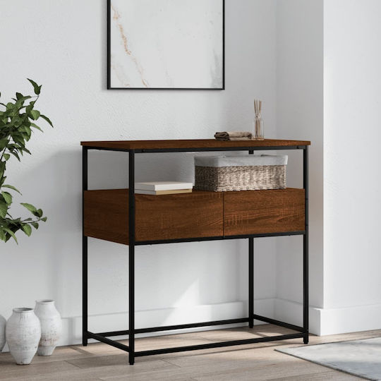 Console Table Wood & Metal Brown Oak L75xW40xH75cm