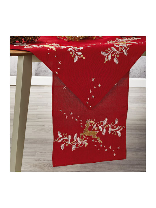 Whitegg Weihnachts- Tischtuch Läufer Stoff Rot B175xL40cm. 1Stück