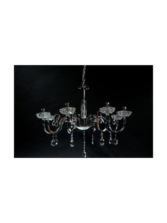 Keskor Πολυέλαιος 3xE14 Ø70cm με Κρύσταλλα Ασημί 55259-3