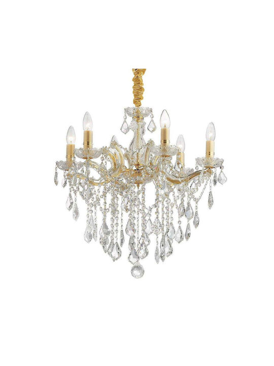 Ideal Lux Chandelier Candlestick 6xE14 Gold 60cm 035635