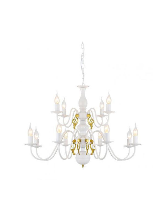 Aca Velvet Πολυέλαιος 12xE14 με Κεράκια Λευκός DLA120012P