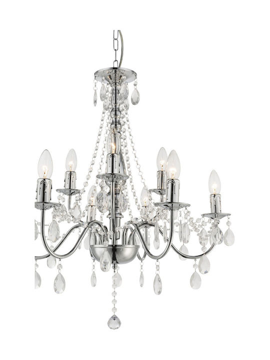 Globo Lighting William Πολυέλαιος 9xE14 με Κεράκια Διάφανος 63129-9