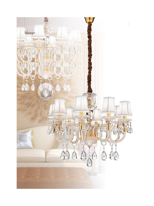 Fan Europe Monet Candelabru 8xE14 Cu Pălării Aurii I-MONET/8