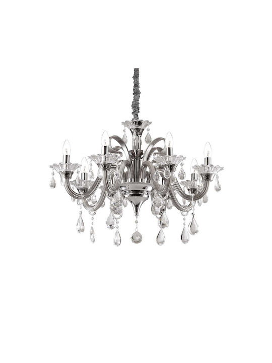 Ideal Lux Colossal Kronleuchter 8xE14 Ø78cm mit Kerzenleuchtern Grau 081519