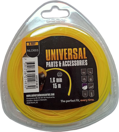 McCulloch Πετονιά Nylon 1.6mm x 15m κυκλική - NLO003 Μεσινέζα Στρογγυλή Μήκους 15m και Πάχους 1.6mm