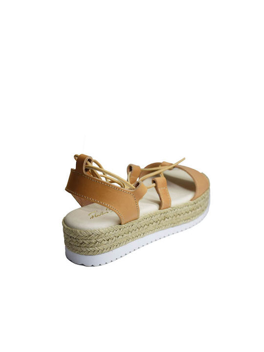 Studio Banel Anatomic Leather Lace-Up Women's Sandals Beige