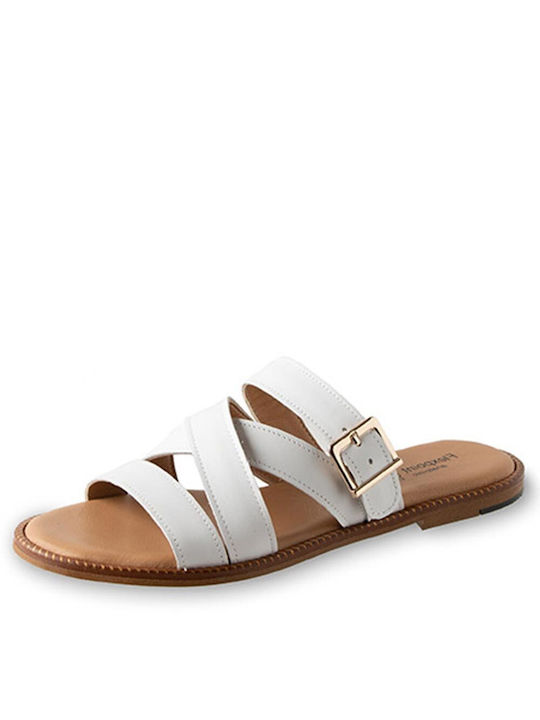 Flexpoint Anatomic Leather Women's Flat Sandals in White Color