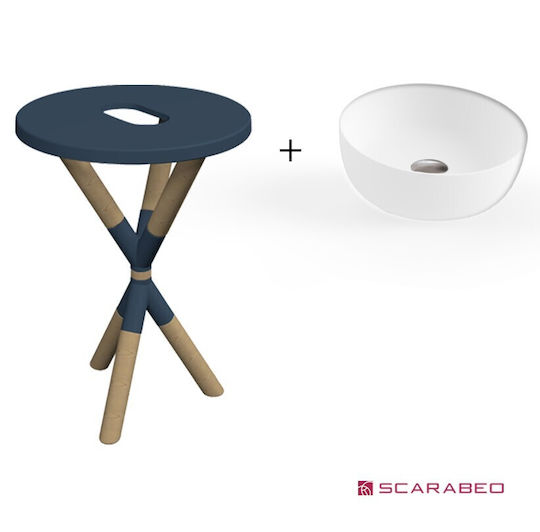 Scarabeo Cross Blat cu Lavoar cu lumină L52xW52xH76cm Alb