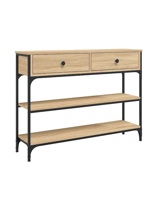 Console Table Wood & Metal Sonoma Oak L100xW25xH75cm