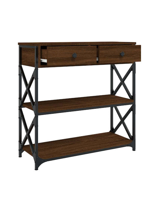 Console Table Wood & Metal Brown Oak L75xW28xH75cm