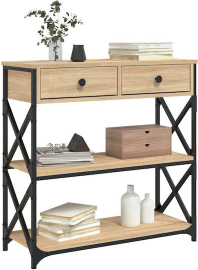 Console Table Wood & Metal Sonoma Oak L75xW28xH75cm