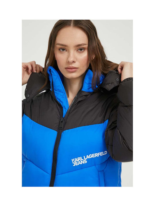 Kurz Damen Puffer Jacke Wasserdicht für Winter Blue