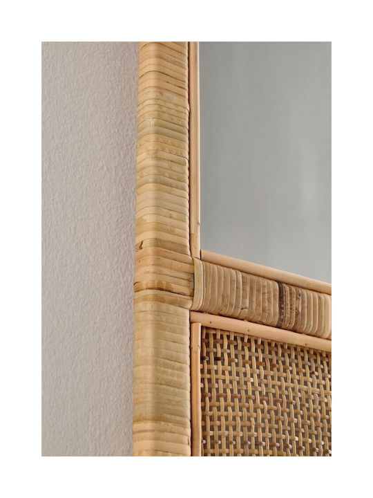 Bizzotto Hajar Καθρέπτης Τοίχου με Μπεζ Rattan Πλαίσιο 70x50cm