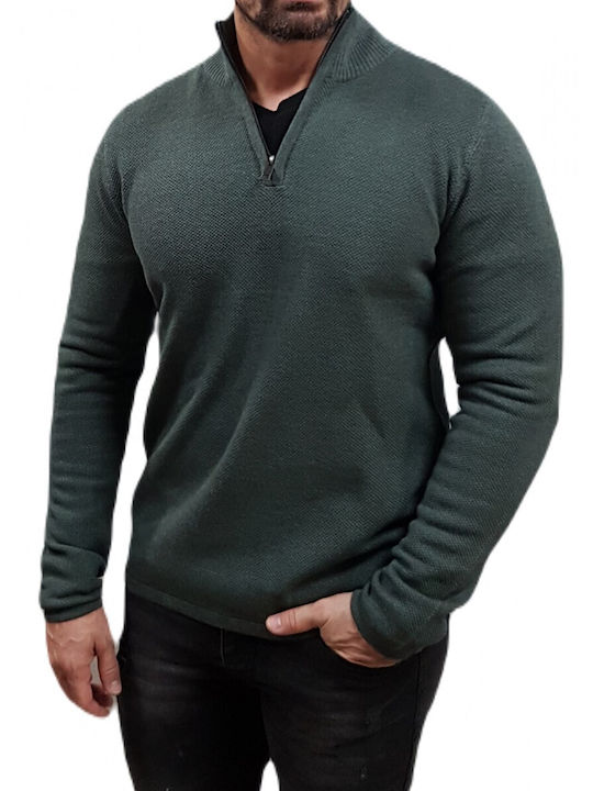 Marcus Herren Langarm-Pullover Ausschnitt mit Reißverschluss Urban Green Mix - green