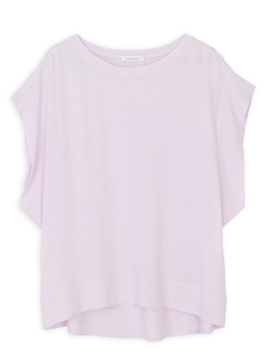 Damen Sommer Kurzärmeliges Lila Bluse