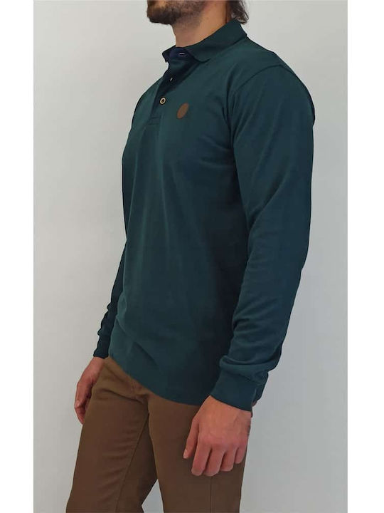 Double Μεγαλα Μεγεθη Men's Long Sleeve Blouse Polo space green