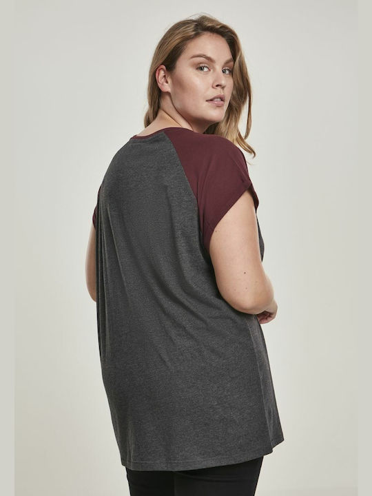 Damen T-Shirt Charcoal/Redwine