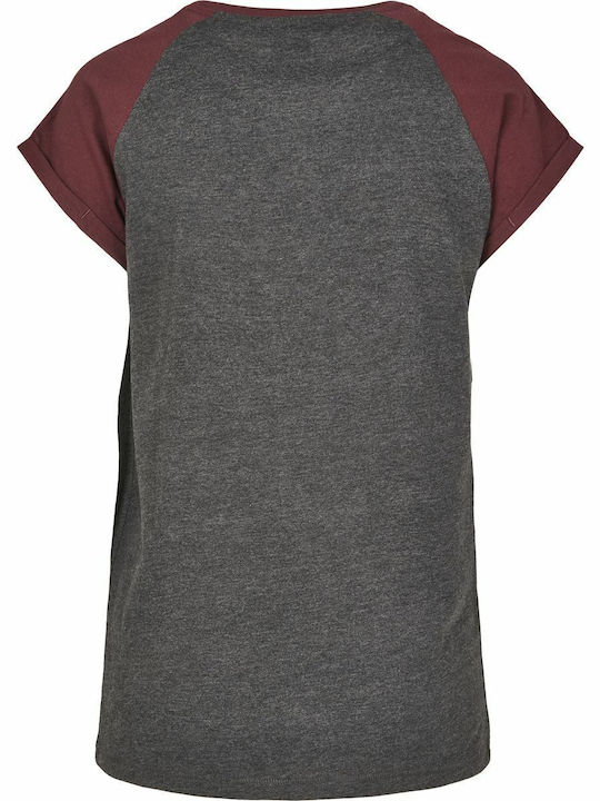 Damen T-Shirt Charcoal/Redwine