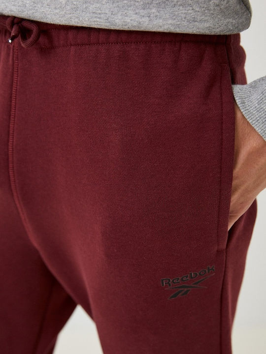 Reebok Ri Men's Fleece Sweatpants with Rubber Bordeaux