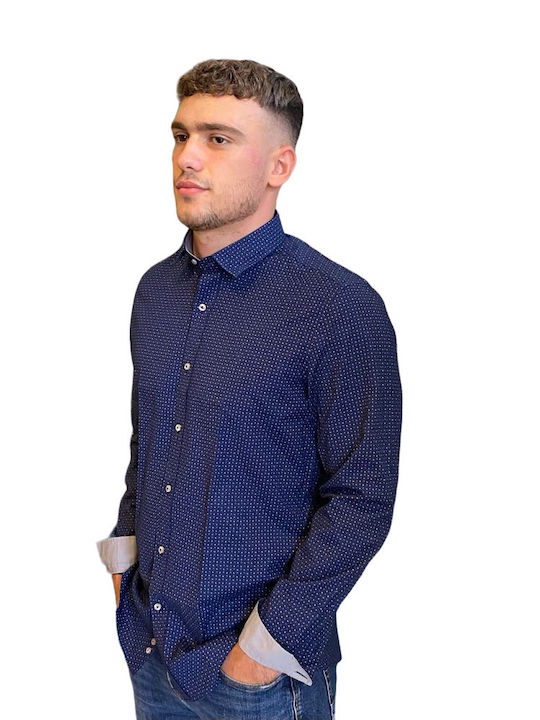 Langärmlig Baumwolle Hemd Dark blue.