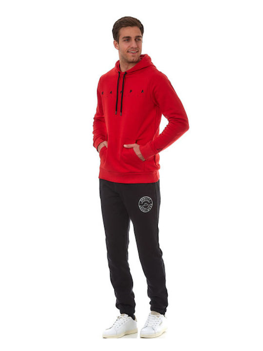 Kappa Men's Sweatshirt with Hood and Pockets RED