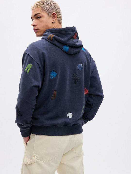 GAP Arch Logo Men's Sweatshirt with Hood and Pockets Blue