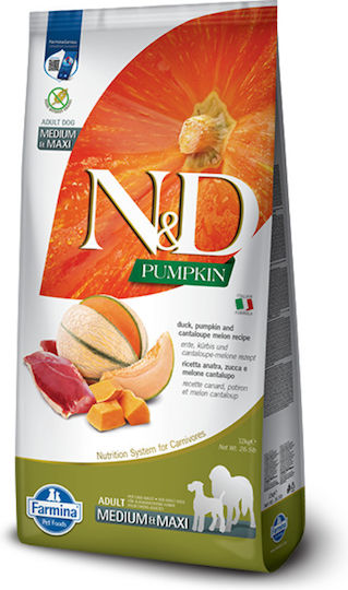 Farmina N&D Pumpkin Medium/Maxi 12kg Dry Food Grain-Free & Gluten-Free for Adult Medium & Large Breed Dogs with Duck