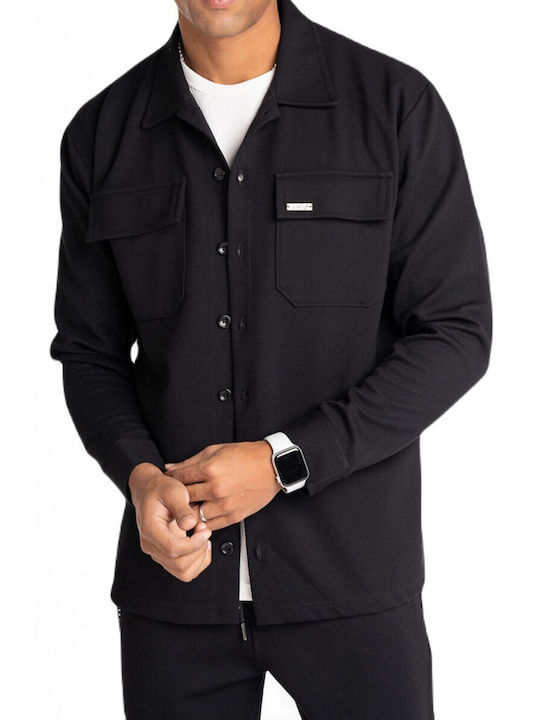 Martini Men's Shirt Overshirt Long Sleeve Black